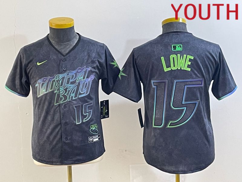 Youth Tampa Bay Rays #15 Lowe Black City Edition Nike 2024 MLB Jersey style 3->youth mlb jersey->Youth Jersey